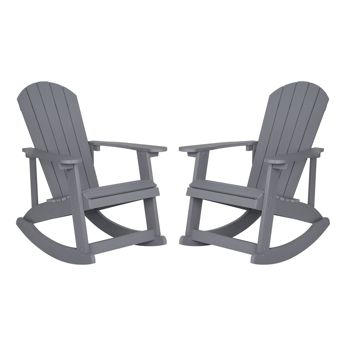 Light Gray |#| Adirondack Poly Resin Rocking Chairs for Indoor/Outdoor Use in White - 2 Pack