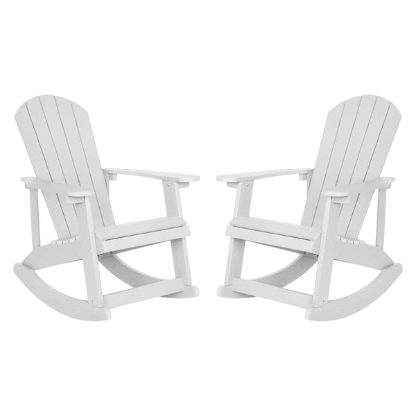 White |#| Adirondack Poly Resin Rocking Chairs for Indoor/Outdoor Use in Navy - 2 Pack
