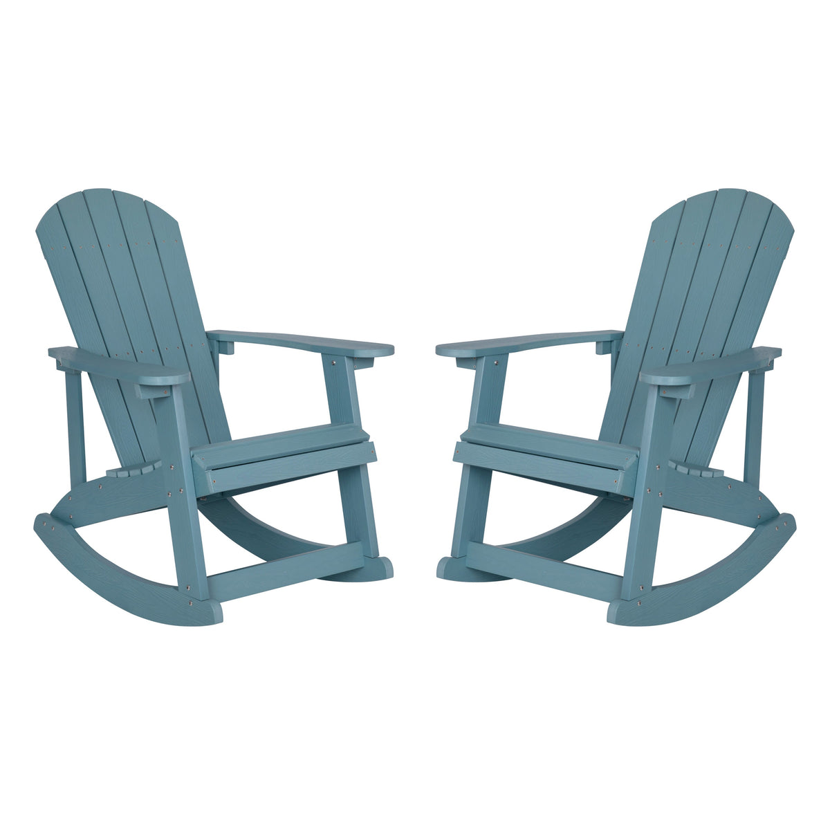 Sea Foam |#| Adirondack Poly Resin Rocking Chairs for Indoor/Outdoor Use in Sea Foam - 2 Pack