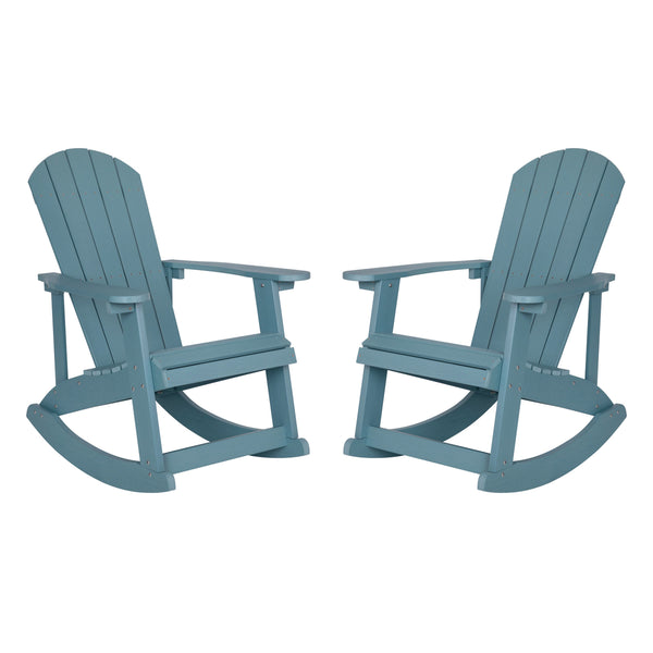 Sea Foam |#| Adirondack Poly Resin Rocking Chairs for Indoor/Outdoor Use in Sea Foam - 2 Pack