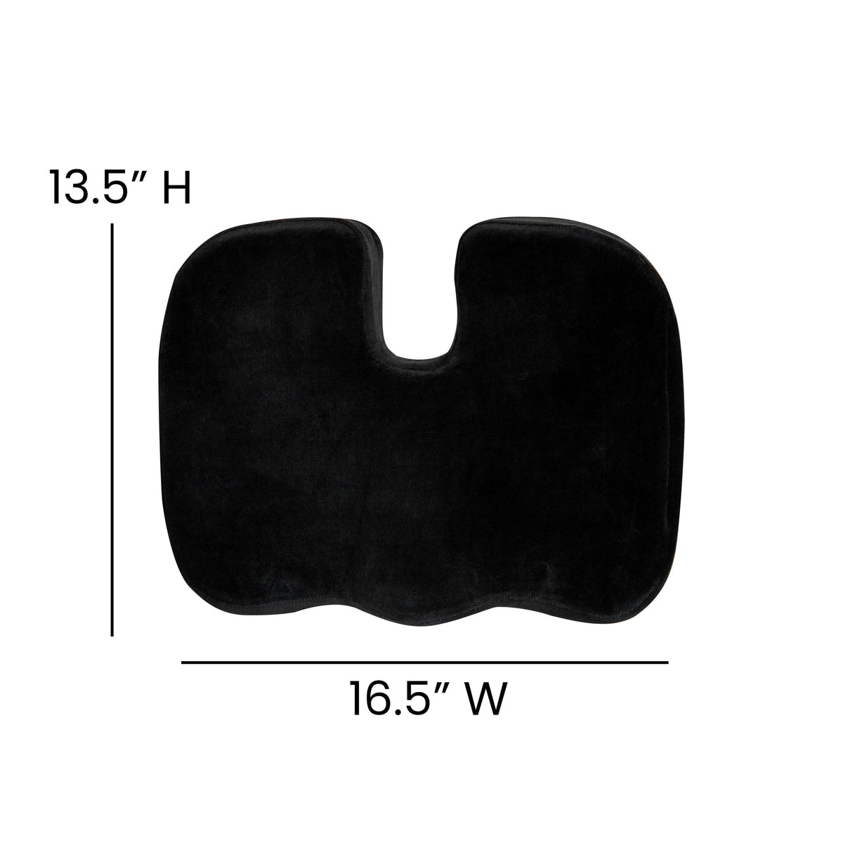 Black Contoured Office Chair Cushion - Certi-PUR US Certified 100% Memory Foam