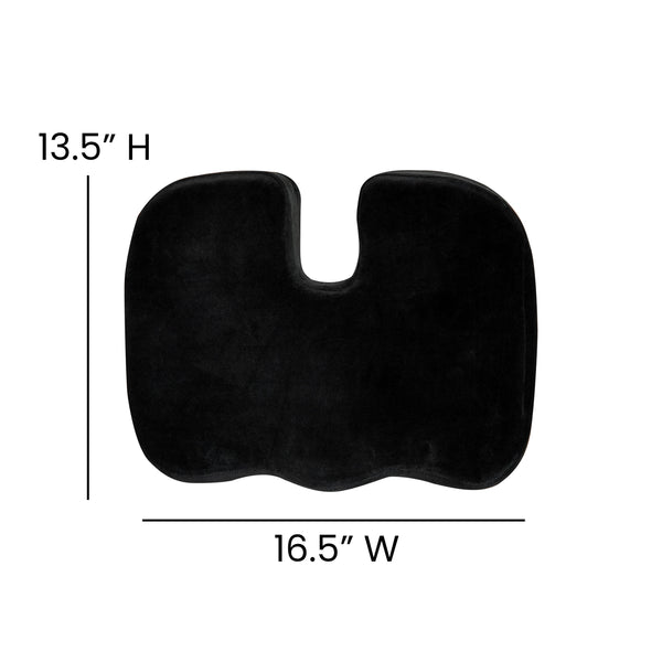 Black Contoured Office Chair Cushion - Certi-PUR US Certified 100% Memory Foam