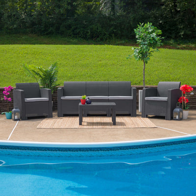 Seneca Faux Rattan Chair with All-Weather Cushion - View 2