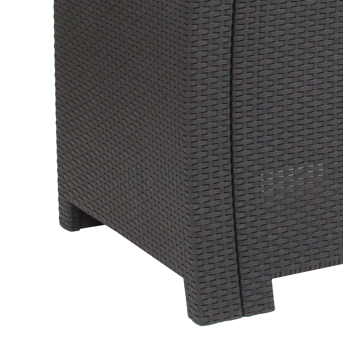 Dark Gray |#| Dark Gray Faux Rattan Chair with All-Weather Light Gray Cushion - Patio Chair