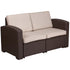 Seneca Faux Rattan Loveseat with All-Weather Cushions