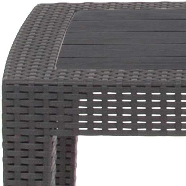 Dark Gray |#| Dark Gray Faux Rattan Coffee Table - Outdoor Accent Table - Patio Furniture