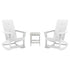 Set of 2 Finn Modern Commercial Grade All-Weather 2-Slat Poly Resin Rocking Adirondack Chairs with Side Table