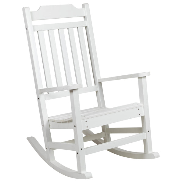 White |#| 2 Pack All-Weather Rocking Chair in White Faux Wood - Patio and Yard Furniture