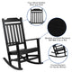 Black |#| 2 Pack All-Weather Rocking Chair in Black Faux Wood - Patio and Yard Furniture