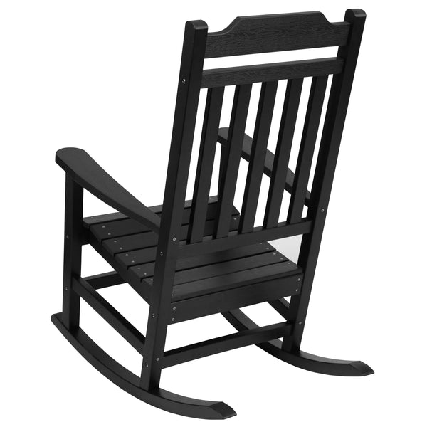 Black |#| 2 Pack All-Weather Rocking Chair in Black Faux Wood - Patio and Yard Furniture