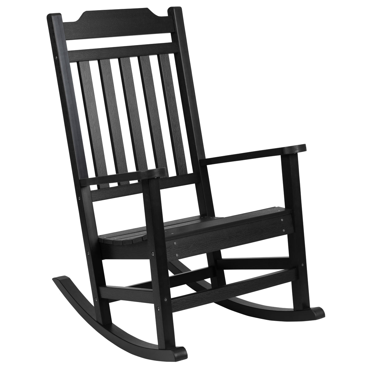 Black |#| 2 Pack All-Weather Rocking Chair in Black Faux Wood - Patio and Yard Furniture