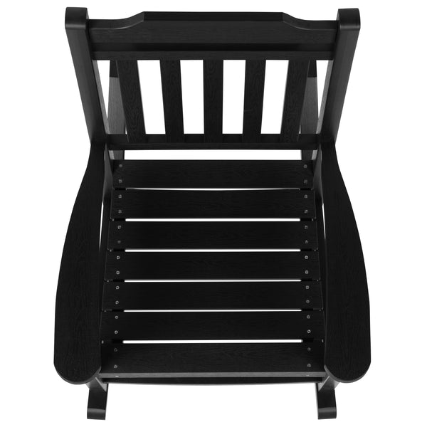 Black |#| 2 Pack All-Weather Rocking Chair in Black Faux Wood - Patio and Yard Furniture