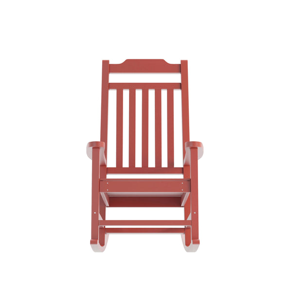 Red |#| 2 Pack All-Weather Rocking Chair in Red Faux Wood - Patio and Yard Furniture