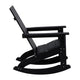 Black |#| 4 Black Modern Dual Slat Poly Resin Adirondack Rocking Chairs with 1 Side Table