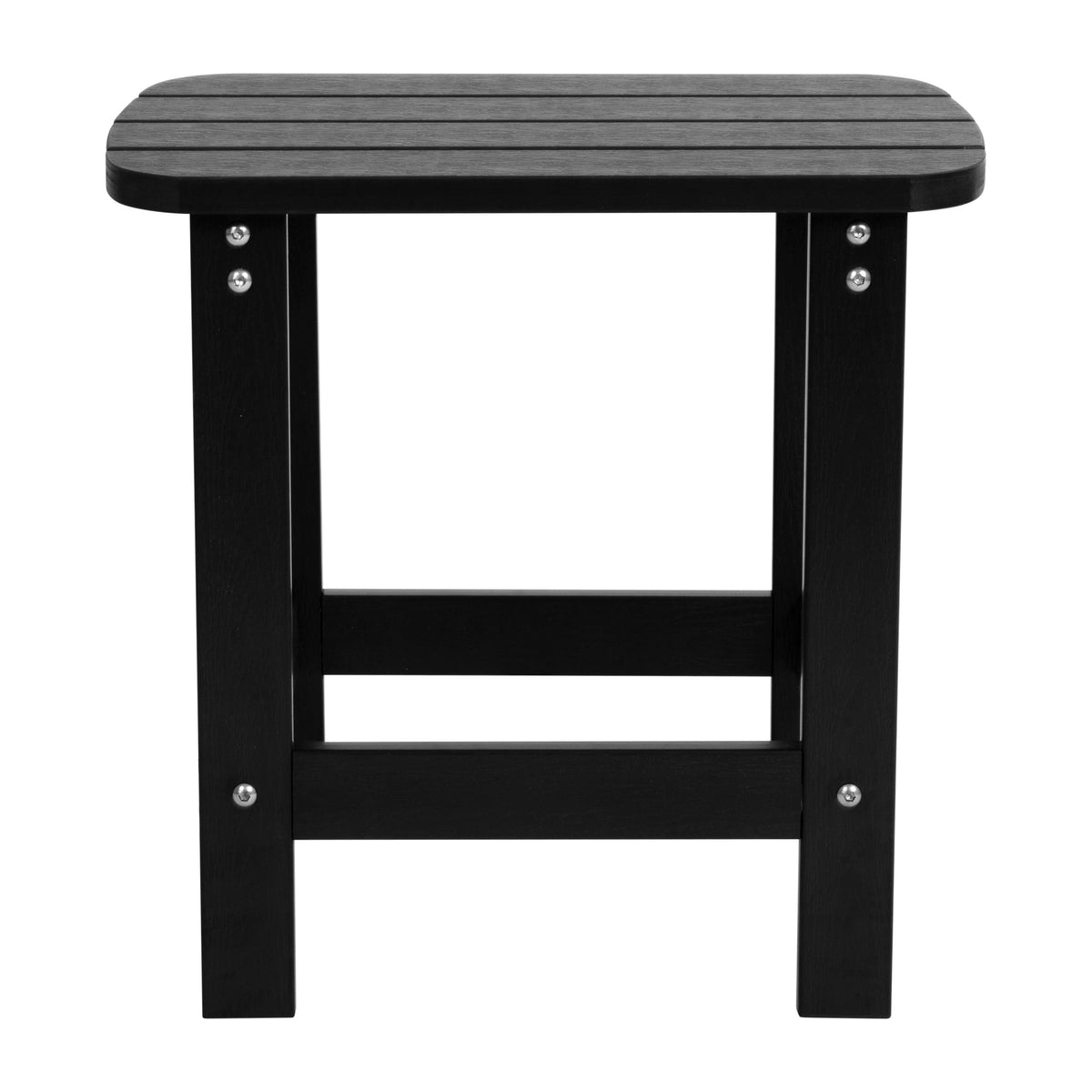 Black |#| 4 Black Modern Dual Slat Poly Resin Adirondack Rocking Chairs with 1 Side Table