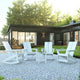 White |#| 4 White Modern Dual Slat Poly Resin Adirondack Rocking Chairs with 1 Side Table