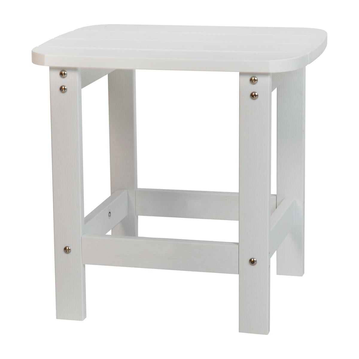 White |#| 4 White Modern Dual Slat Poly Resin Adirondack Rocking Chairs with 1 Side Table