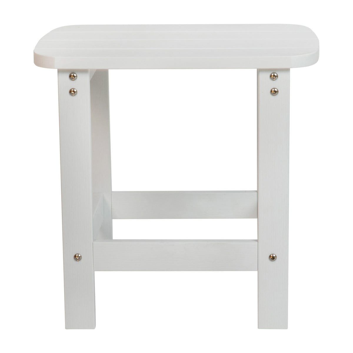 White |#| 4 White Modern Dual Slat Poly Resin Adirondack Rocking Chairs with 1 Side Table