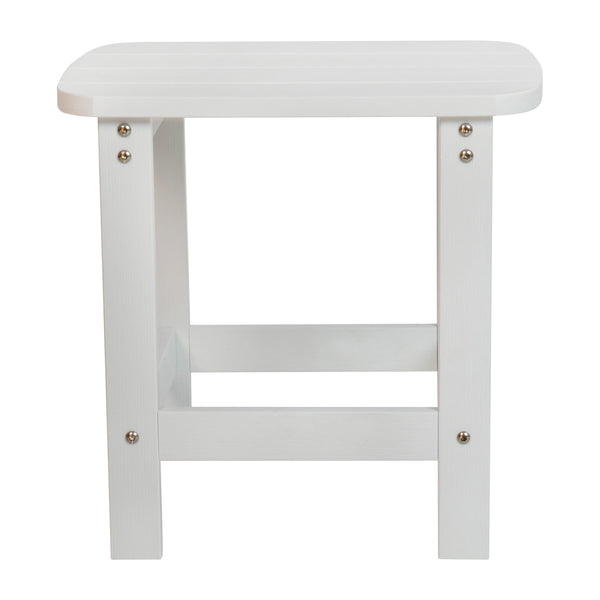 White |#| 4 White Modern Dual Slat Poly Resin Adirondack Rocking Chairs with 1 Side Table