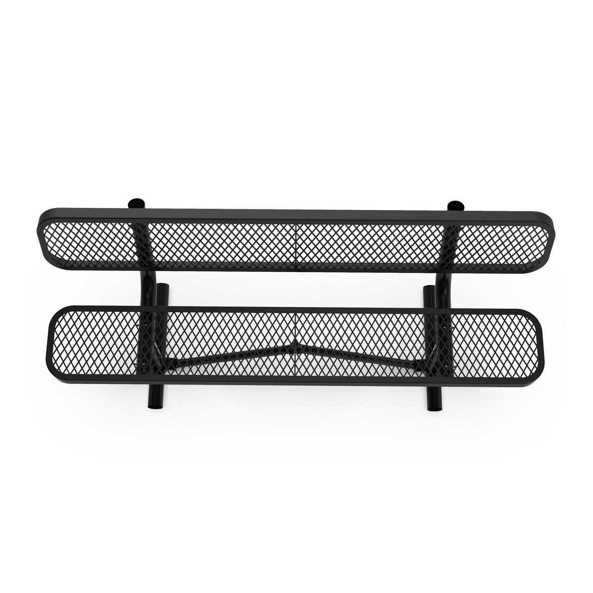 Black |#| Commercial Grade 6' Expanded Mesh Metal Outdoor Bench with Anchors in Black
