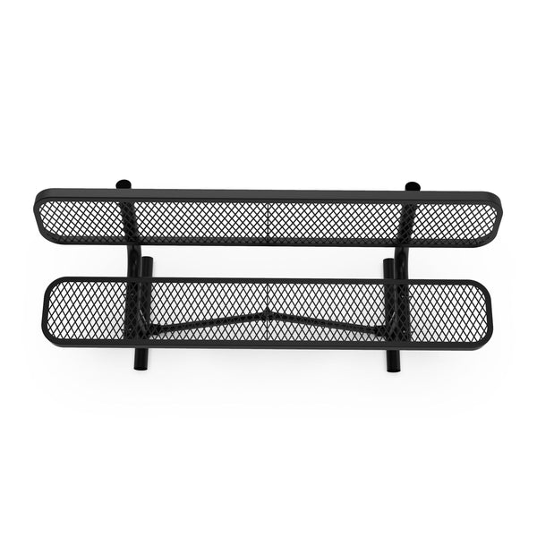 Black |#| Commercial Grade 6' Expanded Mesh Metal Outdoor Bench with Anchors in Black