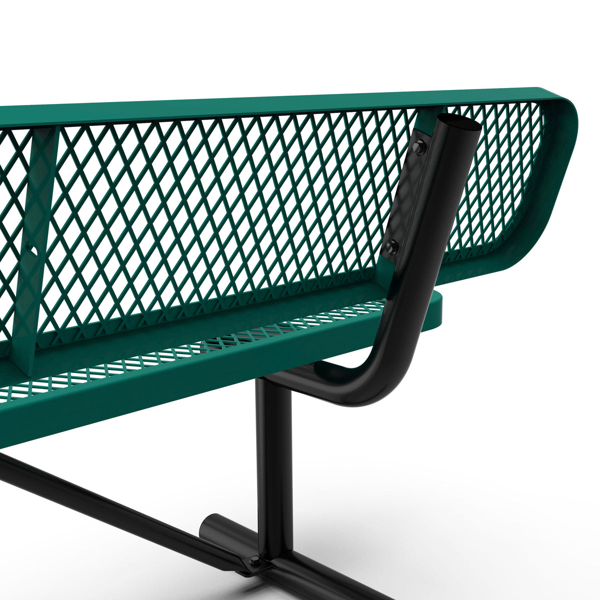 Green |#| Commercial Grade 6' Expanded Mesh Metal Outdoor Bench with Anchors in Green