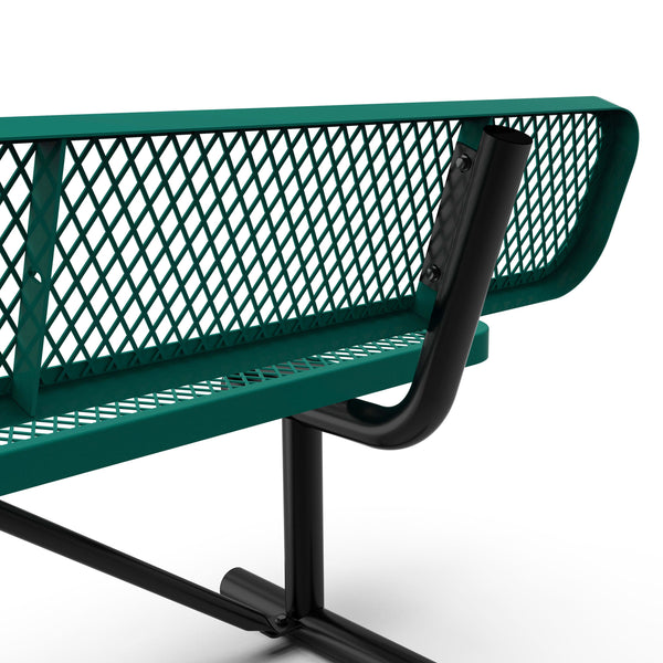 Green |#| Commercial Grade 6' Expanded Mesh Metal Outdoor Bench with Anchors in Green