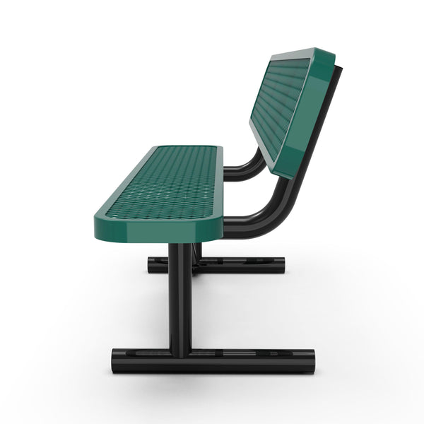 Green |#| Commercial Grade 6' Expanded Mesh Metal Outdoor Bench with Anchors in Green