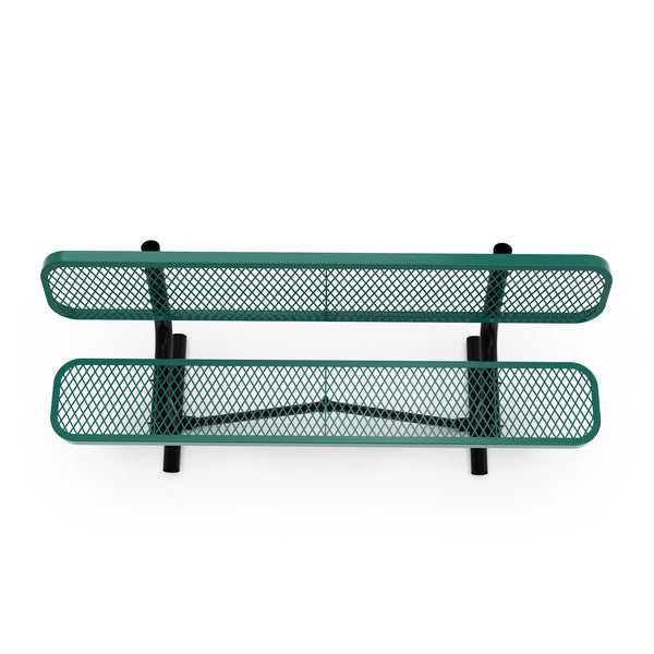 Green |#| Commercial Grade 6' Expanded Mesh Metal Outdoor Bench with Anchors in Green