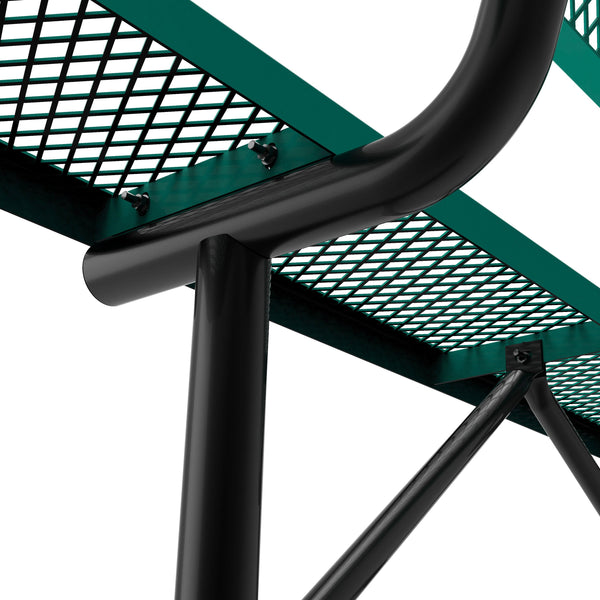Green |#| Commercial Grade 6' Expanded Mesh Metal Outdoor Bench with Anchors in Green