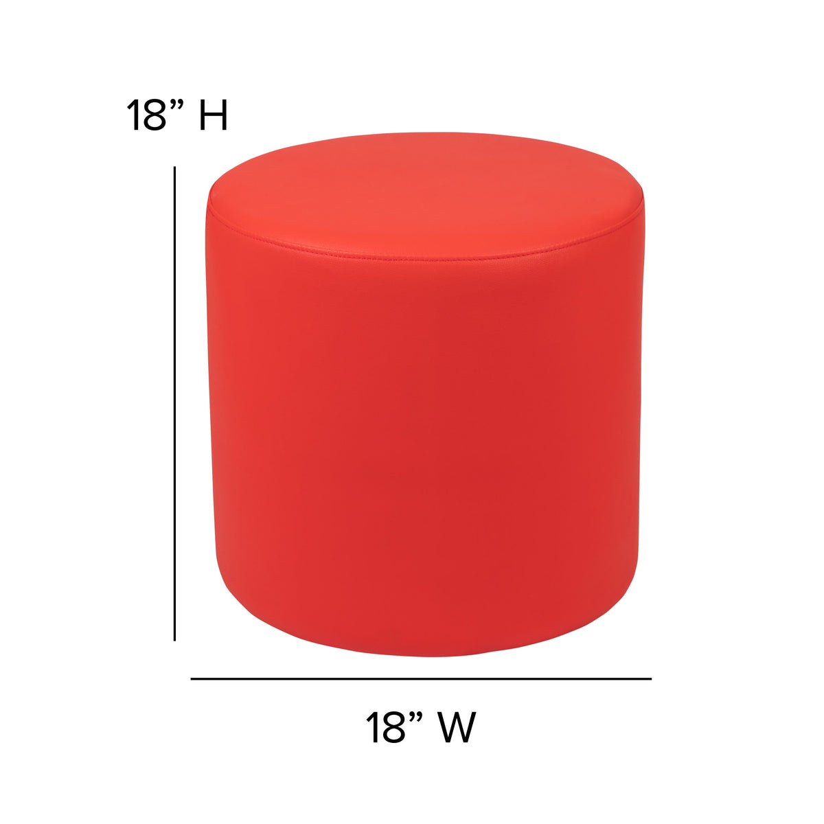 Red |#| 18inchH Soft Seating Flexible Circle for Classrooms and Common Spaces - Red