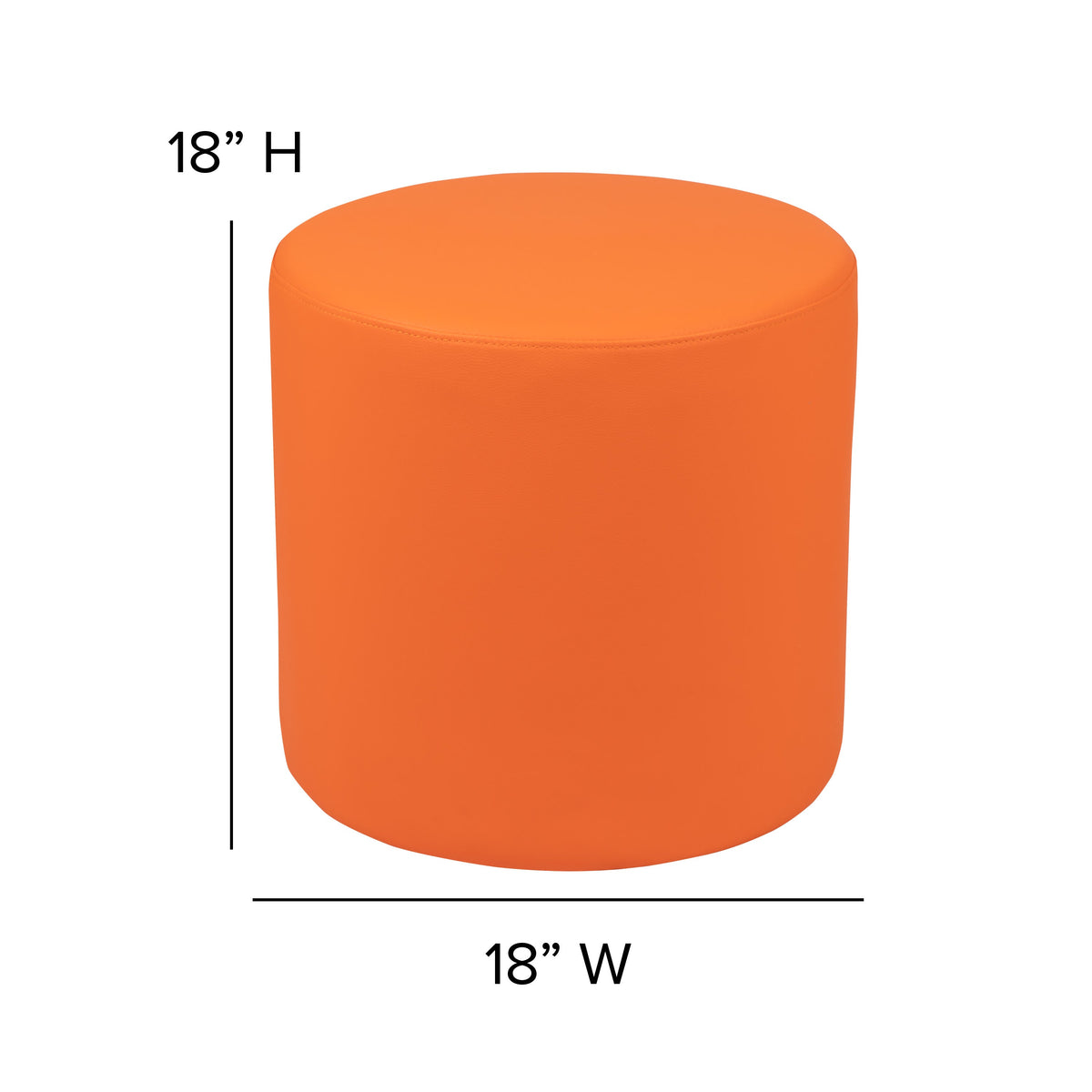 Orange |#| 18inchH Soft Seating Flexible Circle for Classrooms and Common Spaces - Orange