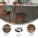 Black Vinyl/Antique Oak Frame |#| 24inch Crossback Wooden Swivel Stool - Padded Seat-Antique Oak/Black Faux Leather