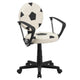 Black and White |#| Soccer Vinyl Upholstered Swivel Task Office Chair w/ Arms and Adjustable Height