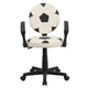 Black and White |#| Soccer Vinyl Upholstered Swivel Task Office Chair w/ Arms and Adjustable Height