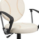 Brown and Cream |#| Baseball Vinyl Upholstered Swivel Task Chair with Arms and Adjustable Height