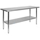 60"W x 24"D |#| Stainless Steel 18 Gauge Work Table with Undershelf, NSF - 60"W x 24"D x 34.5"H