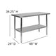 48"W x 24"D |#| Stainless Steel 18 Gauge Work Table with Undershelf, NSF - 48"W x 24"D x 34.5"H