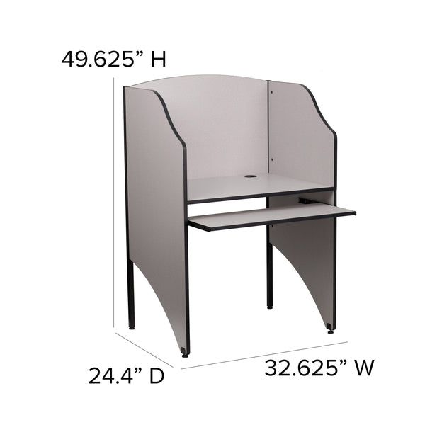 Nebula Grey |#| Starter Study Carrel in Nebula Grey Finish - School Furniture - Computer Carrel