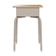 Maple Top/Silver Frame |#| Student Desk with Maple Desktop and Silver Open Front Metal Book Box