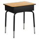 Natural Top/Black Frame |#| Natural Student Desk with Open Front Metal Book Box - School Desk