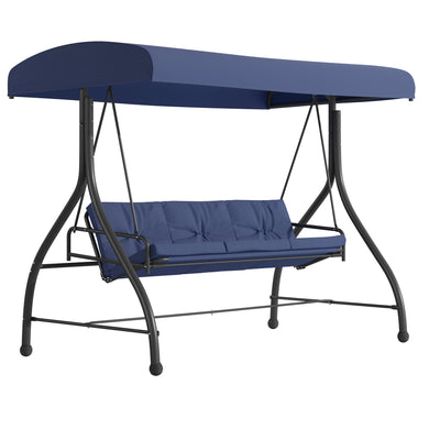Tellis 3-Seat Outdoor Steel Converting Patio Swing Canopy Hammock with Cushions / Outdoor Swing Bed - View 1
