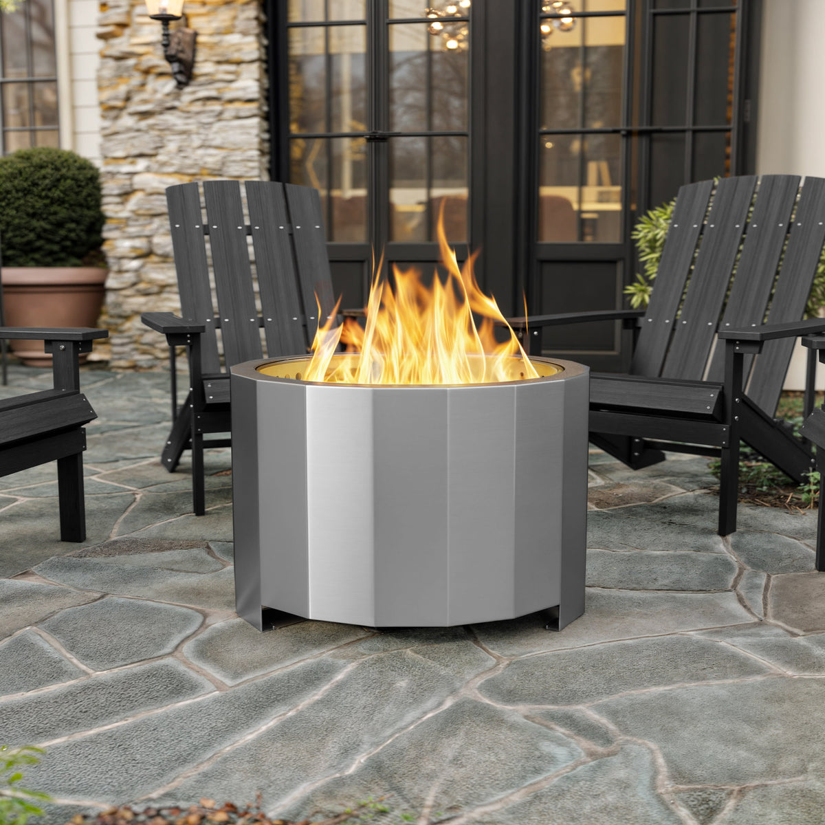 Stainless Steel |#| Commercial Grade 27" Outdoor Smokeless Wood Burning Fire Pit - Stainless Steel
