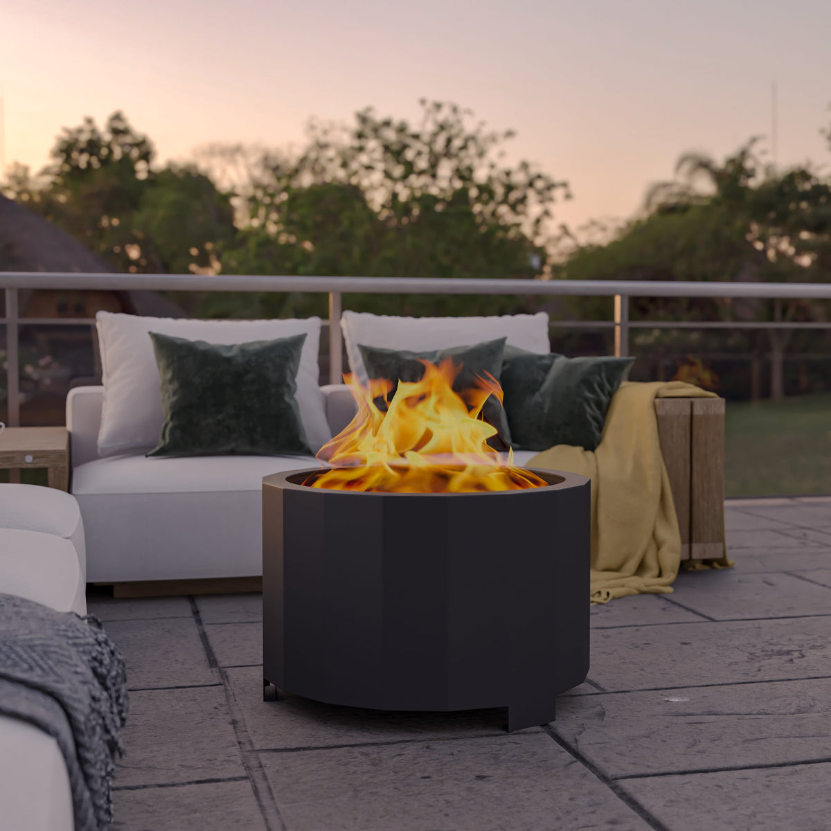 Black |#| Commercial Grade 27" Outdoor Smokeless Wood Burning Fire Pit - Black