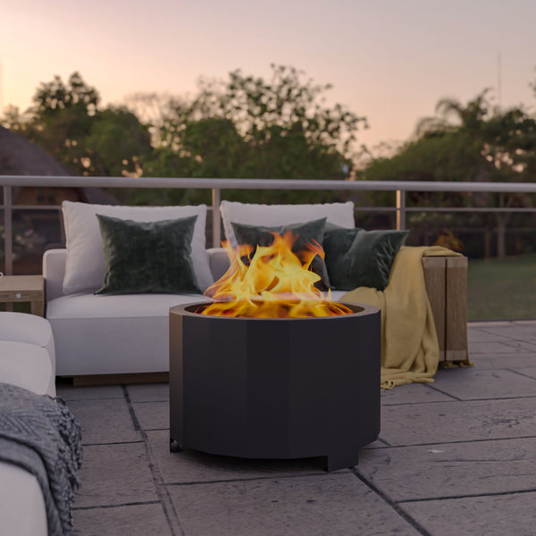 Black |#| Commercial Grade 27" Outdoor Smokeless Wood Burning Fire Pit - Black