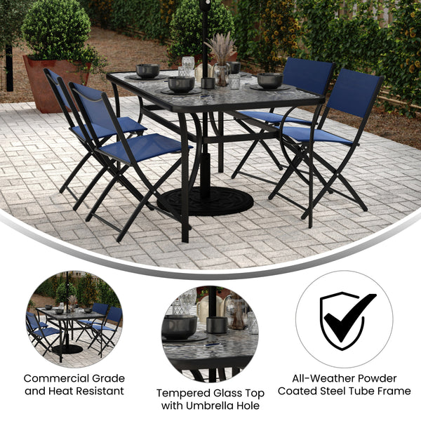Glass Metal Patio Table TLH-SC-094L- – Advantage Church Chairs