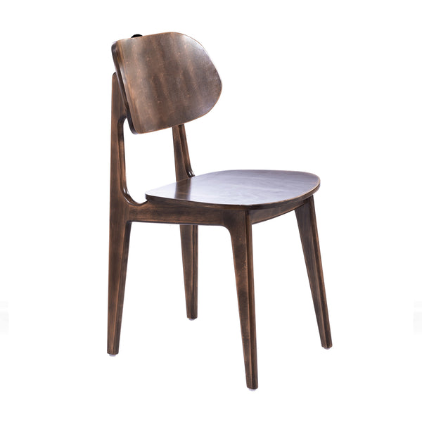 Antique Copper |#| Commercial Solid Wood Dining Chair with Curved Backrest in Antique Copper