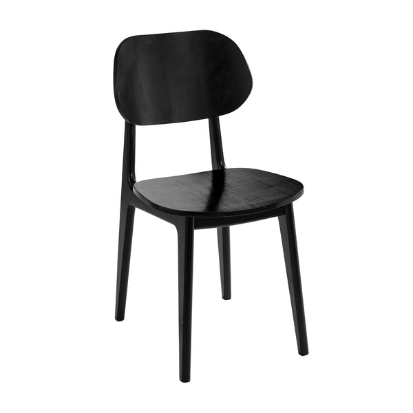 Black |#| Commercial Solid Wood Dining Chair with Curved Backrest in Black