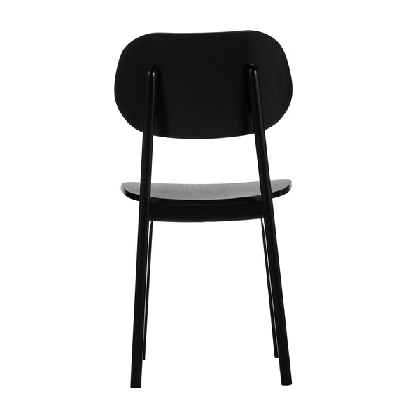 Black |#| Commercial Solid Wood Dining Chair with Curved Backrest in Black