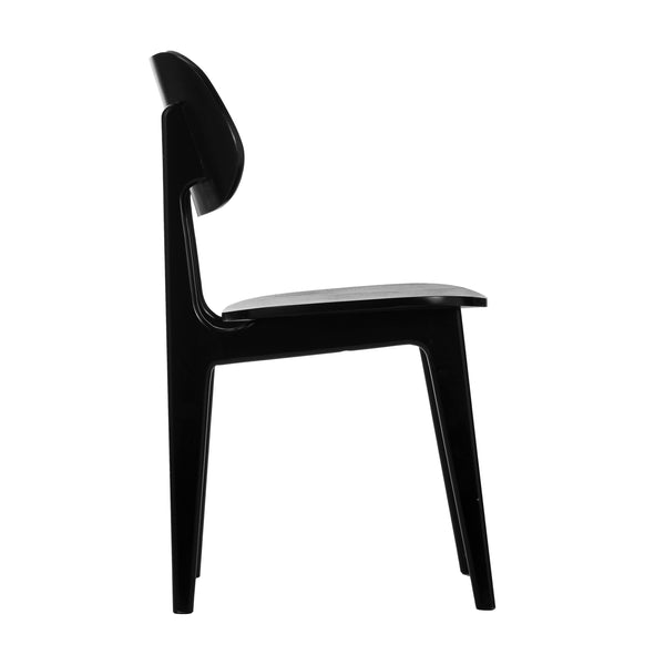 Black |#| Commercial Solid Wood Dining Chair with Curved Backrest in Black